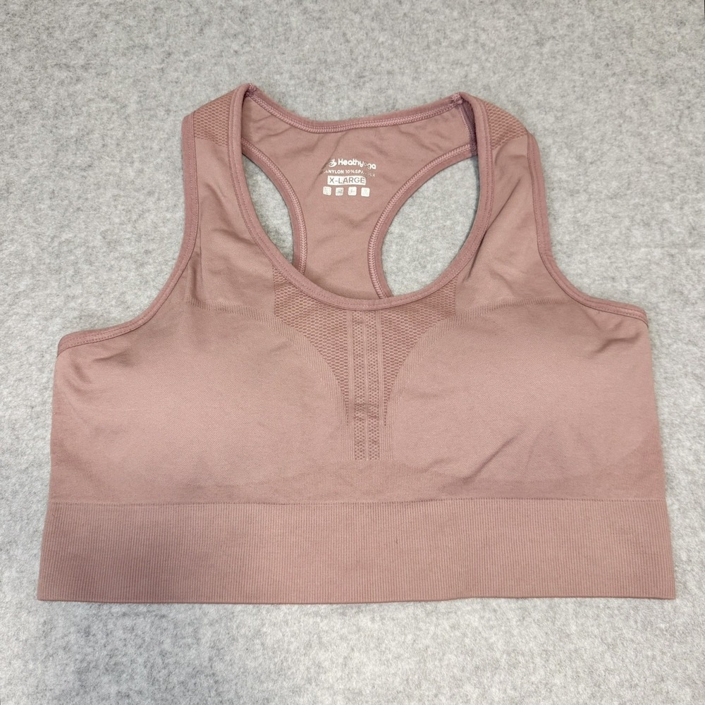 Heathyoga High Impact Sports Yoga Bra Racer Back Sand Pink SIZE XL